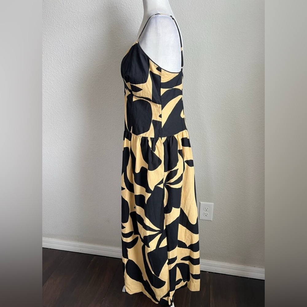 NWT Mon Renn Black/Yellow Gold Surreal Midi Dress Sz. M/10 - Picture 4 of 7